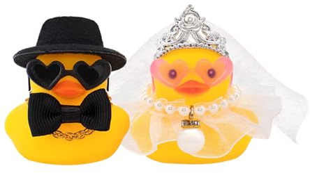 CHarmeFleur Paar Set aus 2 Braut und Bräutigam Gummiente für Hochzeitsgeschenke, Partygeschenke, Zeremonie Geschenk Set, Hochzeitsandenken, Hochzeitssegen, Jubiläumspräsent