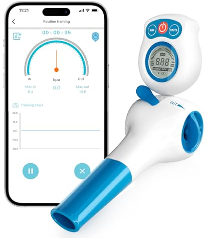 Allenatore polmonare con app e manometro, 6 livelli, Allenamento divertente