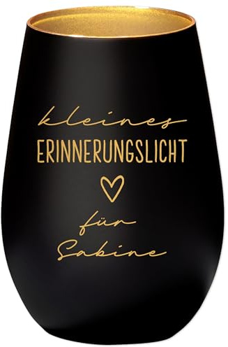 Erinnerungslicht Trauergeschenk Trauerkerze personalisiert Windlicht aus Glas Trauer Geschenk für Hinterbliebene Trauerlicht mit Gravur Gedenkkerze für Verstorbene (Schwarz)