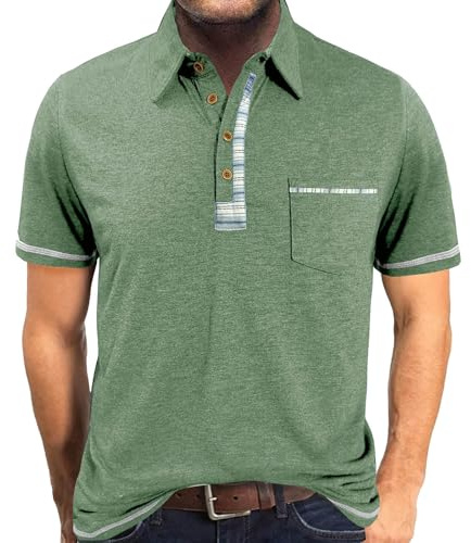 LAOARA Poloshirt Herren Kurzarm Polo Shirts Tshirt Sommer Sport Polohemd Knopfleiste Golf T Shirt mit Tasche M-3XL