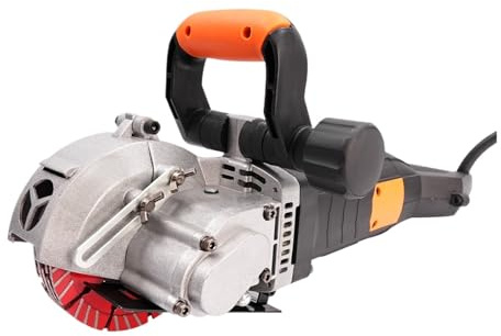 2.7KW Electric Concrete Saw Slotting Machine Handheld Brick Cutter Wall Groove Cutting 5000RPM W Carry Box Powerful(Brown)