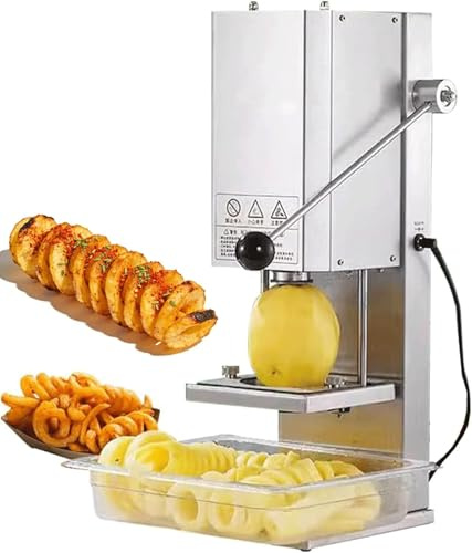 Affettatrice Professionale for Patatine Fritte,Affettatrice Elettrica Tornado Affettatrice A Spirale for Patate,Affettatrice for Patate Ricci In Acciaio Inossidabile,Spessore Regolabile 3-10mm