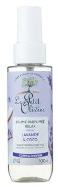 LE PETIT OLIVIER - Brume Parfumée Relax - Parfum Lavande & Coco - Corps & Cheveux - Brume Légère - Parfume & Rafraîchit - Sensation de Bien-Être - Fabriqué en France - 100ml
