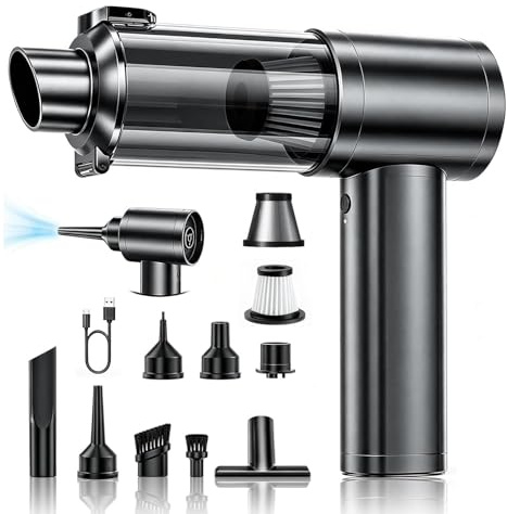 Handheld vacuum cleaner, 4-in-1 car vacuum cleaner cordless, 25000 Pa strong suction, brushless motor, 2 HEPA filters, suitable for office/home/car/pet hair cleaning and various office scenarios