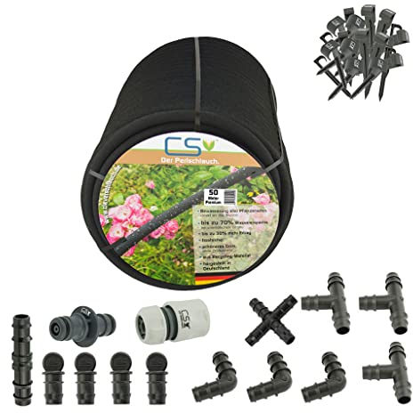 50m CS Perlschlauch Premium Set zur Gartenbewässerung von Beeten und Pflanzen mit hoher Wasserersparnis bis zu 70% bei unterirdischer Verlegung