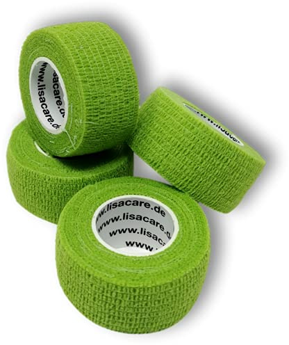 LisaCare Finger Pflaster - Hellgrün - 4 Rollenpflaster 2,5cm x 5m | Kleiner Verband elastisch, wasserfest, staub- fett- & schmutzabweisende Pflaster auf Rolle - Zertifiziertes Medizinprodukt