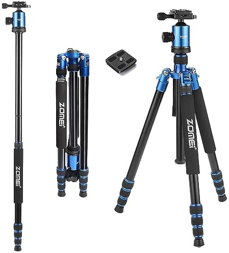 ZOMEi Camera Tripod，Light Weight Heavy Duty Portable Magnesium Aluminium Travel Tripod with Ball Head,Extra Quick Release Plate for Canon Sony Nikon DSLR Cameras