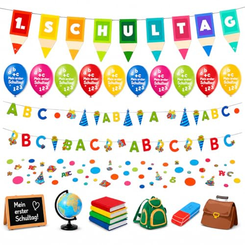 XXL Set Einschulung Schulanfang Deko Dekoration über 100 Teile - 1.Schultag, ABC Erster Schultag, Schuleinführung set