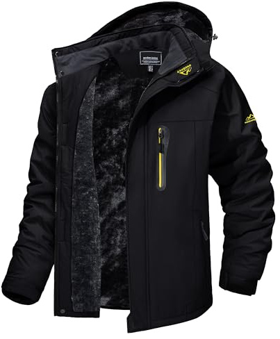 MAGCOMSEN Veste de ski imperméable pour hommes Veste polaire de randonnée coupe-vent avec capuche