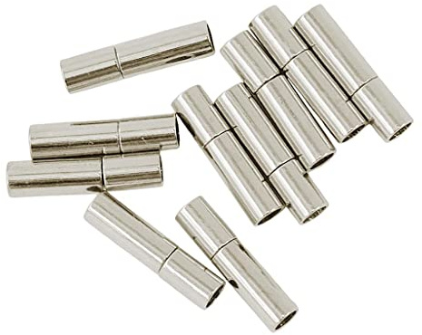 Colcolo 10 aus aus Endkappen DIY 3mm Cord Choker Halskette Bajonettverschluss, Silber, 17x4mm