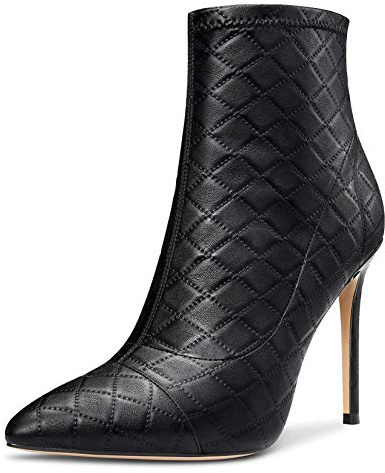 Castamere Botas Elasticidad Mujer Tacón de Aguja Botines Alto Tacón 10CM Heels Negro PU Zapatos EU 39