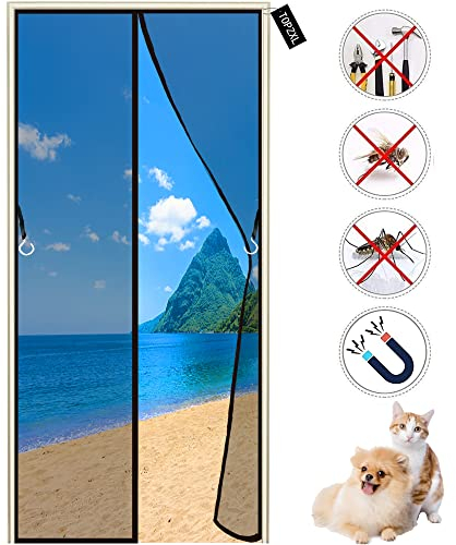 Magnet Fliegengitter Tür, (663 Größe) 95x210cm Insektenschutz Balkontür Fliegenvorhang Fliegengitter ohne Bohren Vorhang für Balkontür Schiebetür Terrassentür Anthrazit