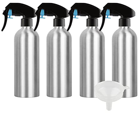 ZEOABSY 4 Pièces Vide 500 ml Pulvérisateur en Aluminium Flacon Bouteille Vaporisateur avec Pompe Noire pour Cosmétique Coiffure Plante Fleurs Pulvérisateur D'eau Salon, Cuisine, Jardin, Voyage