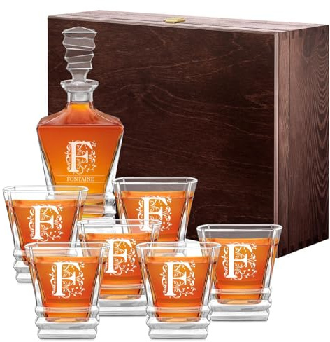 Maverton Décanteur et 6 verres pour ami, Produits en verre géométrique | Ensemble personnalisé pour homme, Set à whisky gravé pour mari, Whiskey set, Pour anniversaire, Ornement