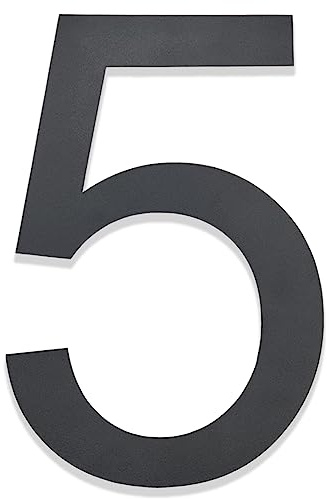 Hopelit Numero civico, numero civico, antracite RAL 7016, struttura fine verniciata a polvere, numero civico in acciaio inox, numeri civici altezza 20 cm, scritta Arial, numero 5