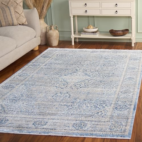 SAFAVIEH Traditionell Teppich für Wohnzimmer, Esszimmer, Schlafzimmer - Dream Collection, Kurzer Flor, Grau und Türkis, 183 X 274 cm