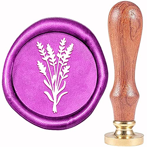 CRASPIRE Lavendel vax försegling stämpel lavendel tätning vax stämplar 30 mm retro vintage avtagbar mässing stämpel huvud med trähandtag för bröllop inbjudningar halloween jul Thanksgiving presentförpackning