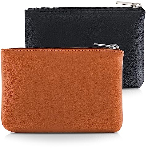 simarro 2 Stück Kleines Portemonnaie Damen, Leder Mini Geldbörse Klein Portemonnaie Coin Purse Münzgeldbörse Münzbeutel Schlüsseletui Woman Wallet Mini Geldbeutel für Damen (Schwarz Braun)