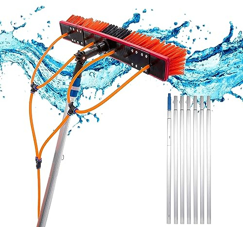 Witriolik 10m/32.8FT Asta Telescopica Kit Pulizia Pannelli Fotovoltaici, Spazzola telescopica Kit per Pulizia vetri tetti Serre con Un Tubo da 20m Testa della Spazzola 55cm Facile da installare