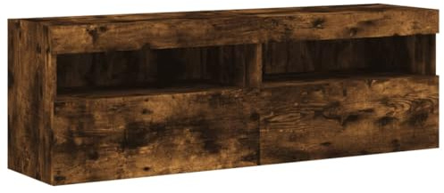 vidaXL Väggmonterad tv-bänk LED 2 st rökfärgad ek 60x30x40 cm, väggenhet, väggmonterad TV-enhet, väggmonterat skåp, TV-väggenhet, hängskåp, väggförråd