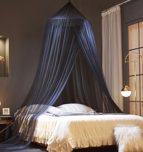 Mengersi Betthimmel Moskitonetz für Bett, Baldachin Bettvorhänge, Kuppel Moskitonetz Bettzelt, Indoor Outdoor, Schwarz, volle Größe