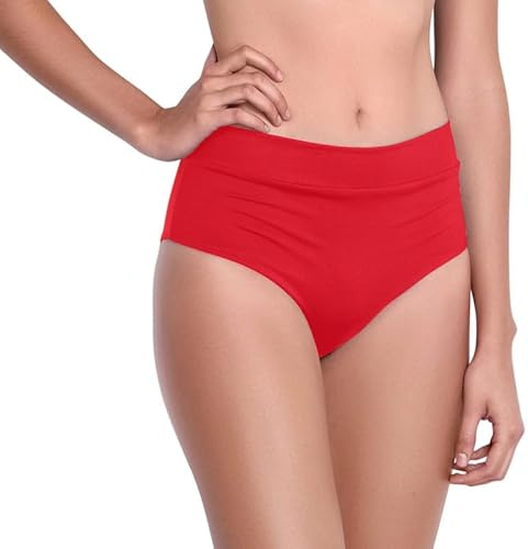 BODYWEAR LTD Girls Shiny Nylon Shorts - Hot Pants - High Waist – Plain & Stretchy – Perfect for Yoga, Ballet, Gymnastics, School, Sportswear Red 13-14 Years