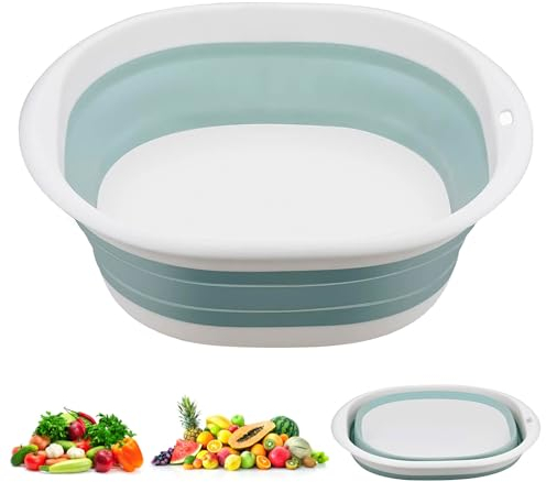 hzbaiyi Collapsible Washing Up Bowl, Portable Wash Basin Silicone Plastic Basket Multipurpose Outdoor Travel Basin Camping Sink, Portable Multifunctional Space Saving Folding Washtub（4-5L）