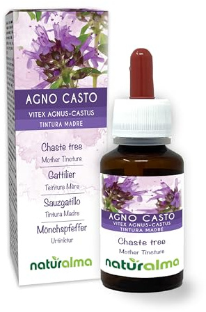 Sauzgatillo (Vitex agnus-castus) frutos Tintura Madre sin alcohol Naturalma - Extracto líquido gotas 60 ml - Complemento alimenticio - Vegano