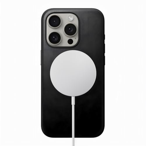 NOMAD Modern Leather Case | für iPhone 16 Pro Max | Schutzhülle aus Polycarbonat und hochwertigem Echtleder | MagSafe-kompatibel | Black
