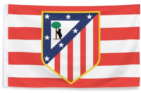 Gemelolandia | Bandera de Fútbol con Líneas Rojiblancas 150x90cm | De Fútbol, de Deportes, para los amantes del Deporte, decoración de espacios