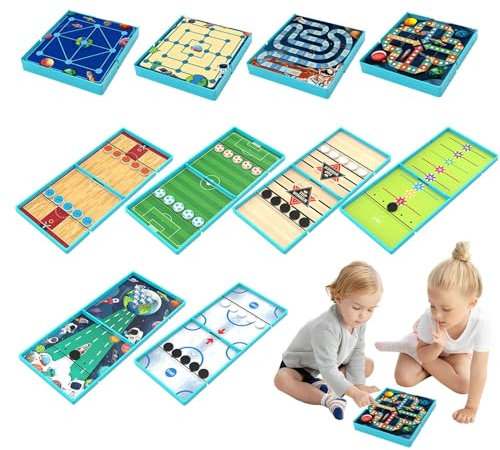 10 in 1 Game Board | Foldable Chess Board | Sling Puck Air Hockey | Foldable Tabletop Game, Family Fun Game Set, Portable Board Games, Desktop Battle Game, Multigame Set