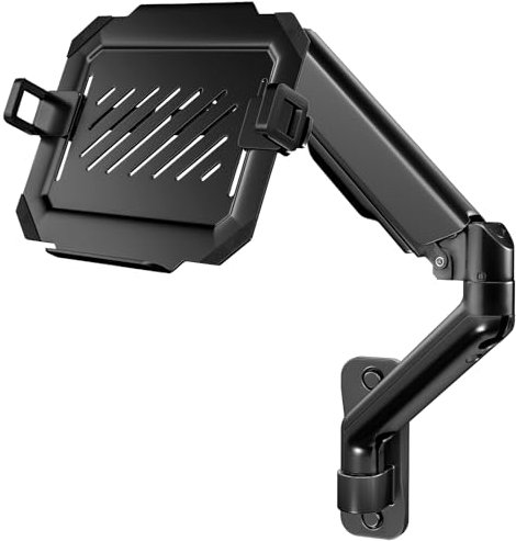 Laptop Wandhalterung für 12-17 Zoll Notebook - Höhenverstellbar mit Belüfteter Kühlplattform, Tragkraft 1-9 kg, VESA 75/100 mm，Auch als Monitor Halterung nutzbar, Kabelmanagement