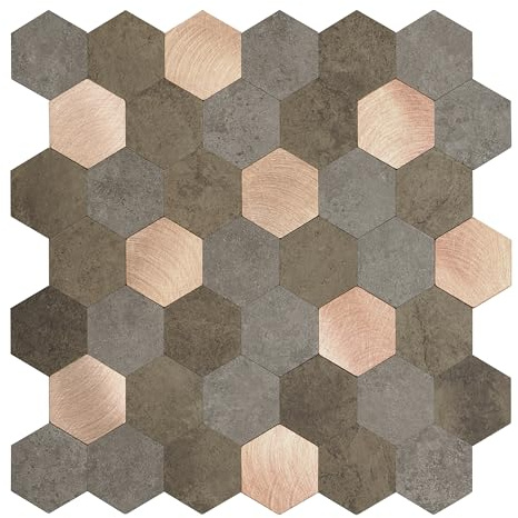d-c-fix Premium Carreau Hexagones en métal et en pierre 29 x 28,8 cm - sticker carrelage pour crédence cuisine, salle de bain - décoratif autocollant carreau mural
