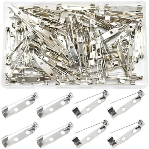 JEYORZY 200 pcs Broche Alfileres De Seguridad, Metal Alfileres, Plata Alfiler De Seguridad, Imperdibles para Broches, Broche de Seguridad, Pines de Broche, Broche de Pasadores de Barra para Las Placas