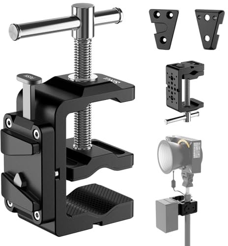 SIRUI Pince de Batterie V Mount à Ouverture Large, Plaque de Batterie Universelle à Fixation en V avec Pince en C et Kit de 2 Plaques de Calage, pour Pied d'éclairage, Trépied et Bureau, AM-VM05