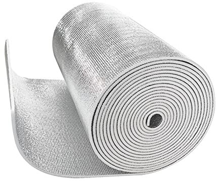 Aluminiumfolie, Blasen-Isolierrolle, Wärmedämmung, Baumwolle mit reflektierender Folie, Wärmedämmung für technische Folie, 10 mm Dicke, 5 m x 1 m (5 m²)