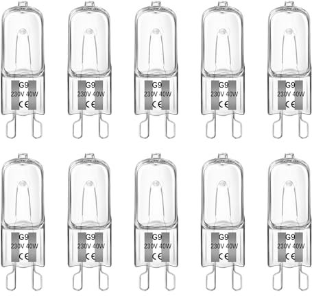 Liuyife 12 Pezzi Lampadine Alogene G9 40W Dimmerabile, Resistente Al Calore 300 Gradi, 520LM Bianco Caldo 2700K 230V, Lampadina G9 Trasparente per Forno, Forni a Microonde, Applique