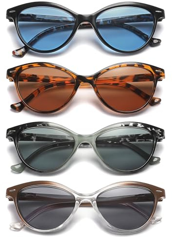 HEEYYOK 4 Pacco Occhiali da Lettura Donna Leggero Moda Cerniere a Molla di Qualita Occhiali da Vista Mescola Colore