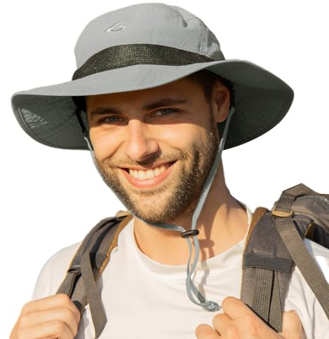 TOP-EX Faltbarer Regenhut für Damen und Herren, für große Köpfe, Grau L/XL
