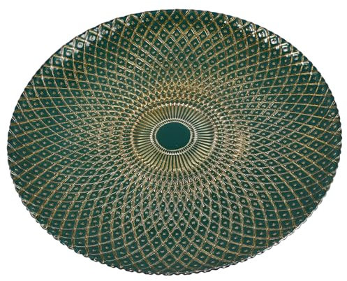 OSOLADY Glass Fruit Plate and Delicate Fruit Tray Blue-Gold Glass for Home and Banquet Serving