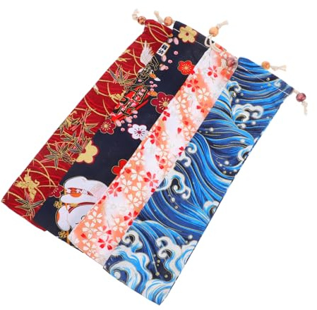HOMOCONO Pochettes pour Éventails Pliants Facile à Utiliser et Portable Lot de 4 Japonerie en Coton Polyester Design Élégant pour Usage Personnel Quotidien