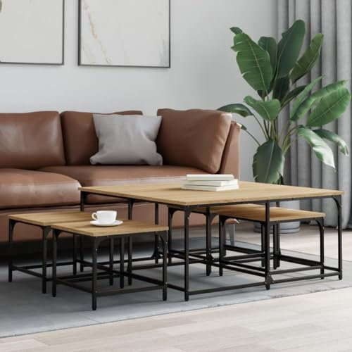 IBUQDDV Satztische 5 STK. Sonoma-Eiche Holzwerkstoff Wohnzimmertisch Sofatisch Coffee Table Couchtische für Wohnzimmer Büro Arbeitszimmer