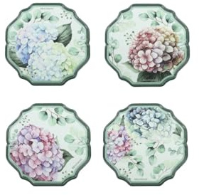 Brandani 51232 DECORATON FLORA CON FIOCCO SET 4 PZ CERAMICA/SUGHERO, 12 cm