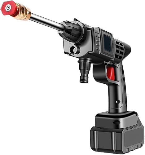 Hochdruckreiniger, 90 Bar Handgehaltene Akku Hochdruckreiniger mit Akku und 5m Schlauch, Intelligente Druckregelung, Lange Batterielebensdauer, für Auto, Terrasse, Fenster, Rasen, Pet