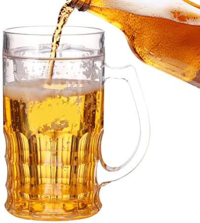 Ungtyb Prank Beer Mug, Double Layer Mug, Novelty Beer Cup, Fake Drinking Glass with Simulated Liquid Effect for Funny Drink Tricks or Home Decor, 5.91 x 3.35 Inches