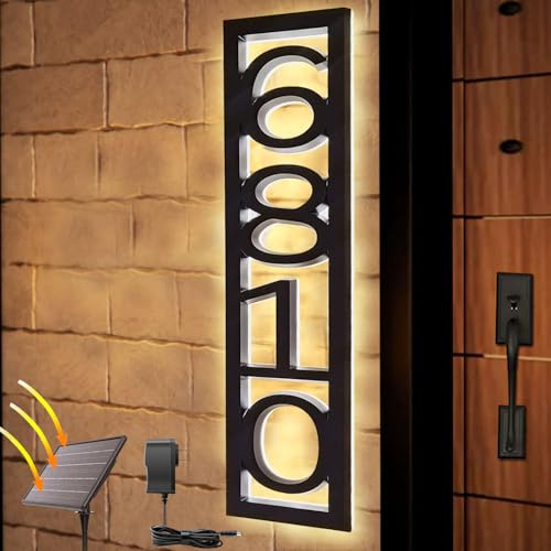 Vertical House Numbers for Outside Light Up - Personalized 4/5/6inch Wide Illuminated Adress Sign Address Numbers for House with Light - Waterproof LED Backlit Acrylic Custom House Numbers