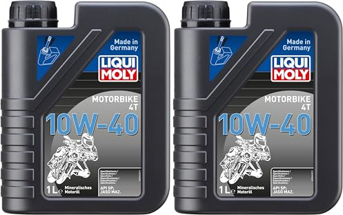 LIQUI MOLY Motorbike 4T 10W-40 | 1 L | Motorrad 4-Takt-Öl | Art.-Nr.: 3044, farblos (Packung mit 2)