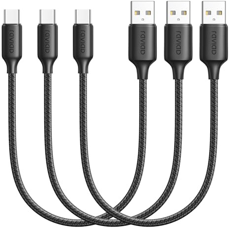 RAVIAD Cable USB A USB C [3Pack 0.5M] Cable USB C Carga Rapida 3.1A QC3.0 Cable USB Tipo C Cargador Nylon Trenzado con iPhone 16 15 Pro Max, Galaxy S24/S23, Huawei P40/P30, Xiaomi, iPad, Pixel 9