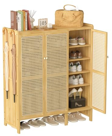 unho Schuhschrank Schuhregal mit 6 Ablagen und 3 Türen, Schuhablage für Flur Diele, Schuhkommode für max 20 Paare High Heels, Sportschuhe, 90,5 x 35 x 107 cm