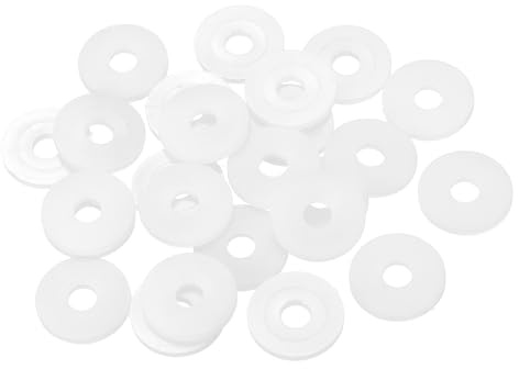 QUARKZMAN 25Pcs Rondelle Piatte In Nylon M6 Rondella Liscia 6mm ID 20mm OD 2mm Spessore Distanziali In Plastica Per Viti Bulloni Riparazione Idraulica Rubinetto Da Giardino, Bianco